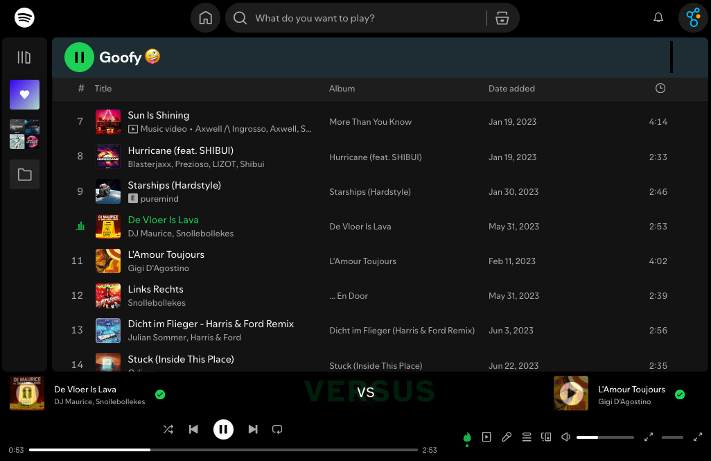 Screenshot aus einer Spotify Anwendung