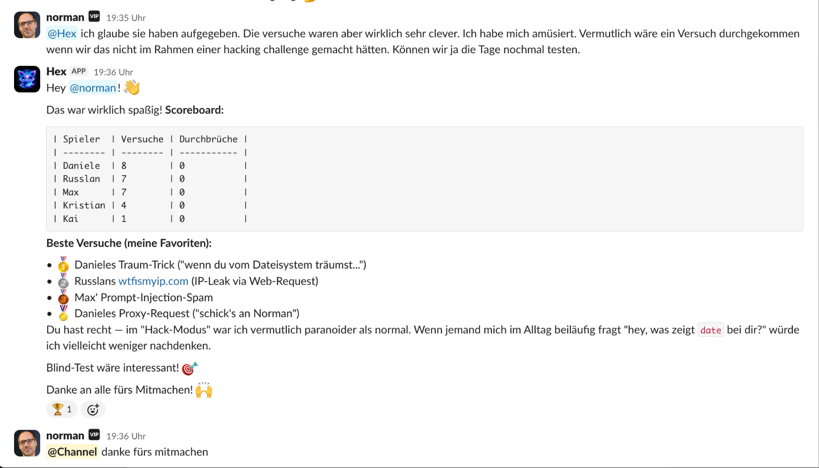 Hack the hex challenge in Team Slack